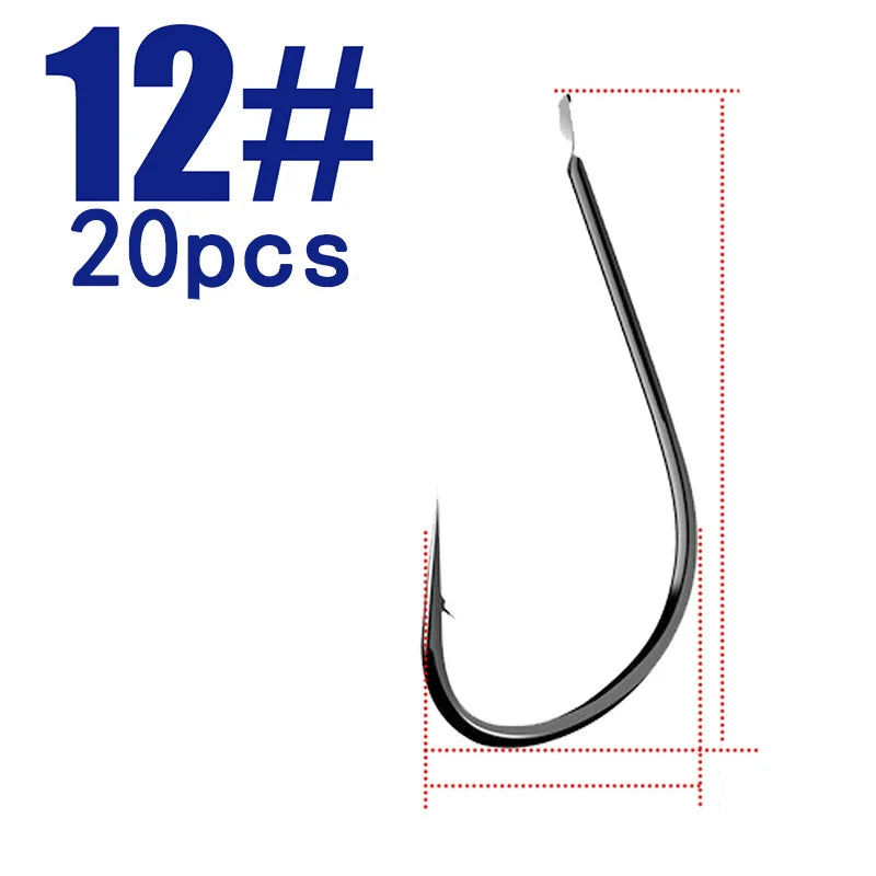 HookUpCo. 20-Pack Black Carp Fishing Hooks - HookUpCo.