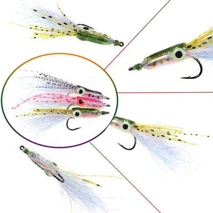Assorted colorful squid fishing lures with hooks, ideal for outdoor angling and travel