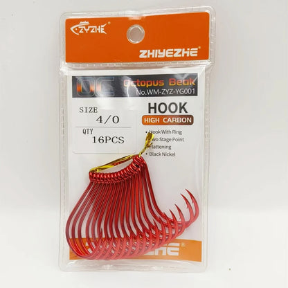HookUpCo. High Carbon Steel Octopus Fishing Hooks - HookUpCo.