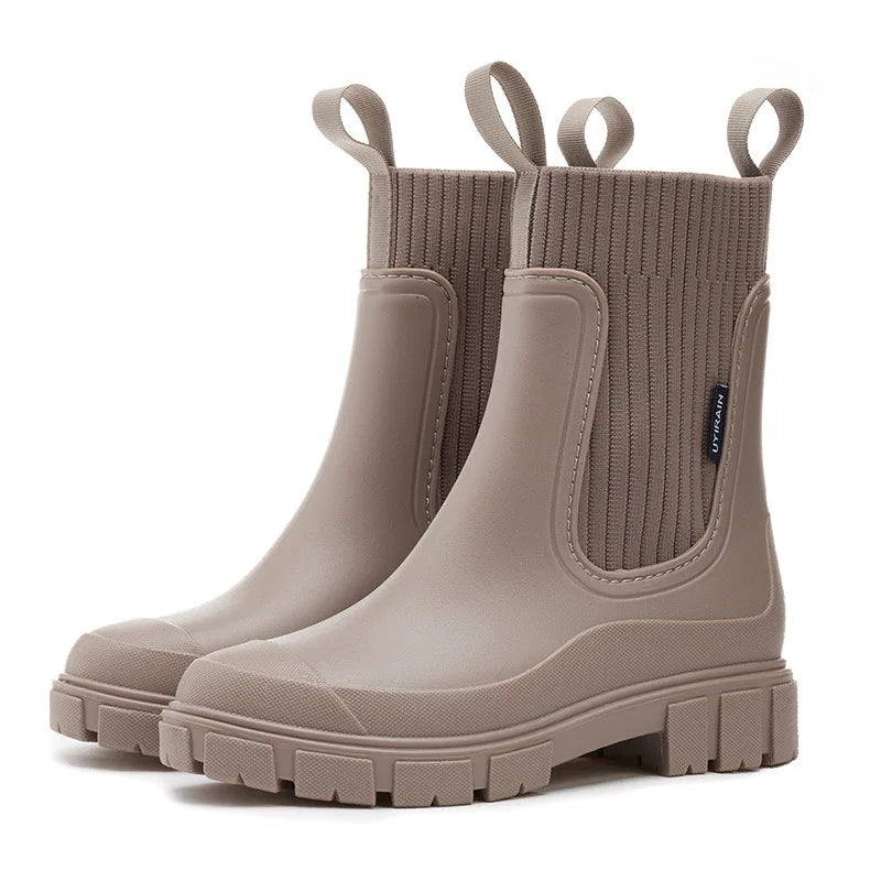 HookUpCo. Waterproof Mid Calf Rain Boots for Women