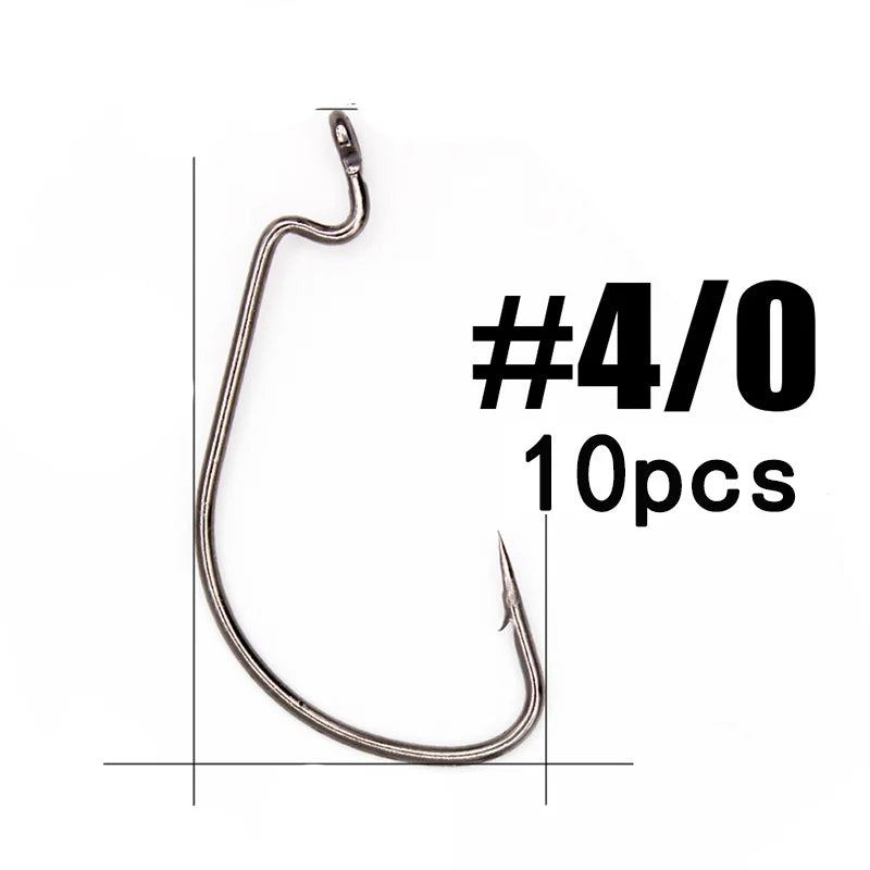 HookUpCo. 10-Piece Offset Worm Fishing Hooks - HookUpCo.