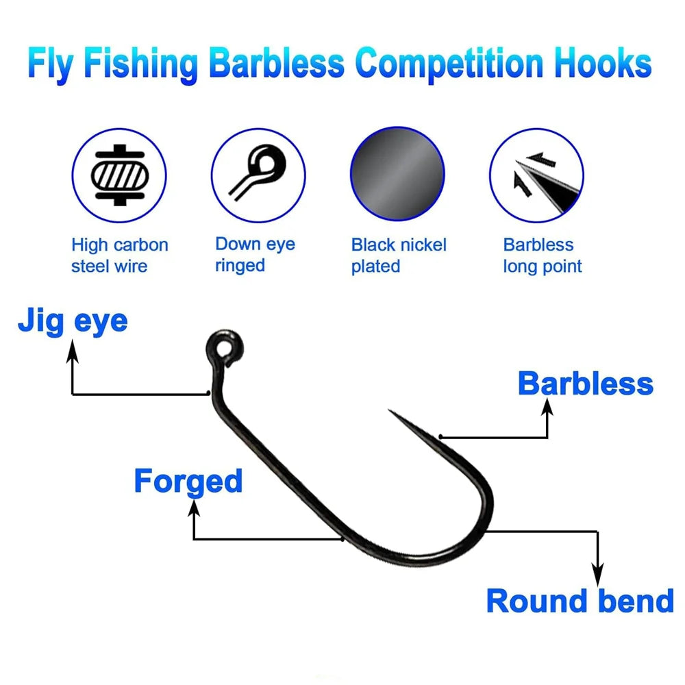 HookUpCo. 100 Barbless Fishing Hooks Set - HookUpCo.