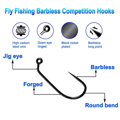 HookUpCo. 100 Barbless Fishing Hooks Set - HookUpCo.