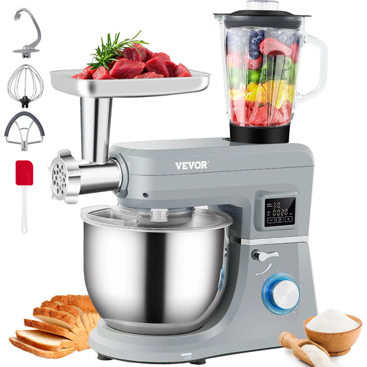 HookUpCo. 5-in-1 Stand Mixer with 6 Speeds and LCD Timer