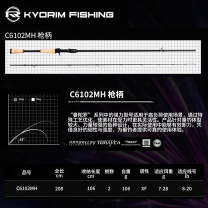 HookUpCo. Kyorim Carbon BASS Rod 2 Sections - HookUpCo.