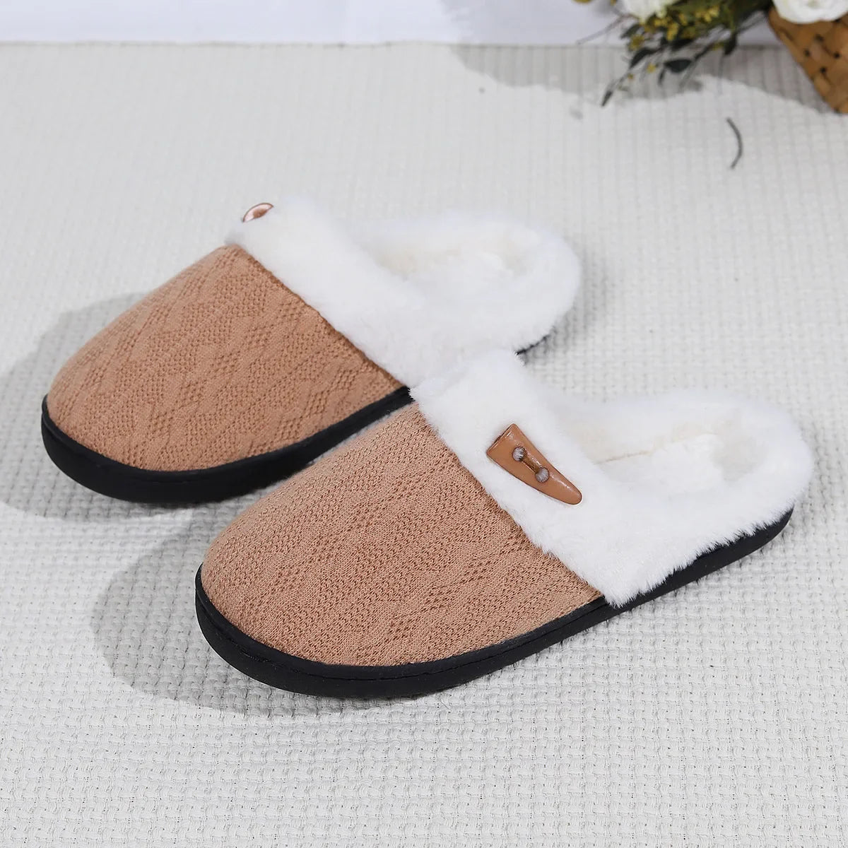 Fluffy Platform Slippers for Women - Warm Plush Home Footwear