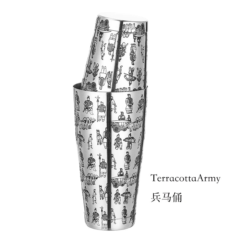 HookUpCo. Etched Pattern Cocktail Shaker Set