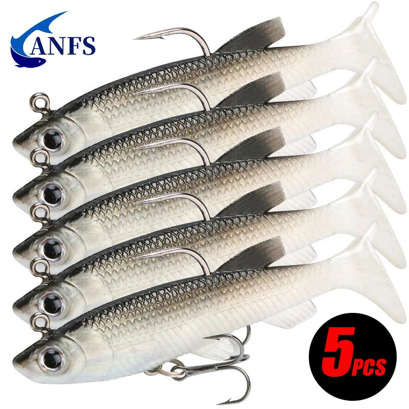 HookUpCo. 5-Piece Soft Fishing Lure Set