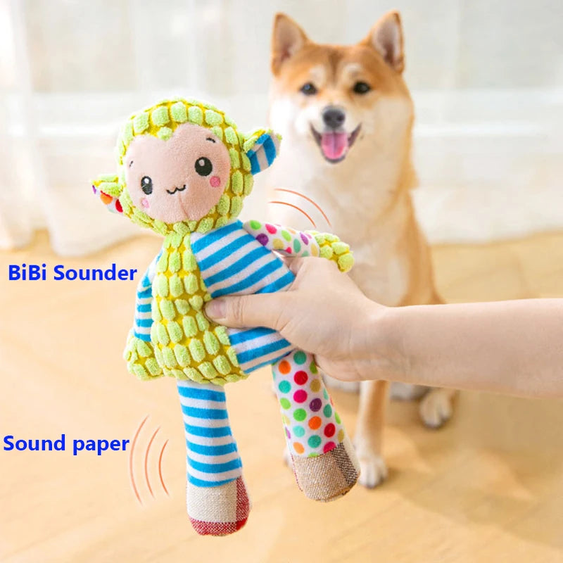 Interactive Plush Dog Cat Toy for Chewing and Squeaking
