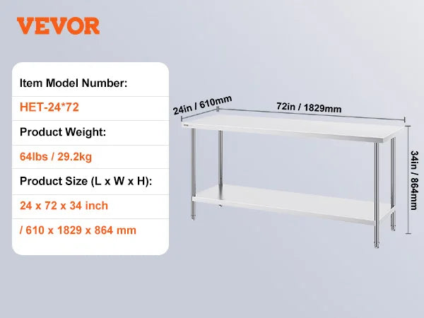 HookUpCo. Heavy Duty Prep Table