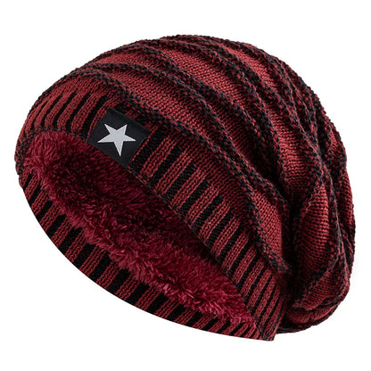 Unisex Winter Beanie Hat with Stylish Star Detail - Men/Women