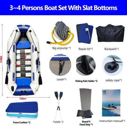 Inflatable Fishing Boats, Slats Bottom PVC 1-7 ppl. Outdoor Water Fun 1.75-3.3m