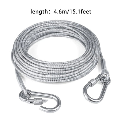 Double-Headed Dog Tie Out Cable Leash with Metal Buckle