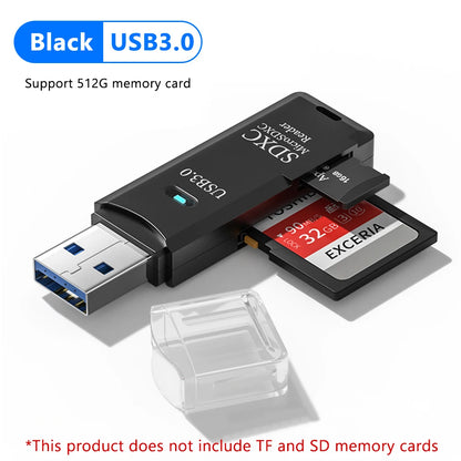 High-Speed 2-in-1 USB 3.0 Card Reader for Micro SD & TF