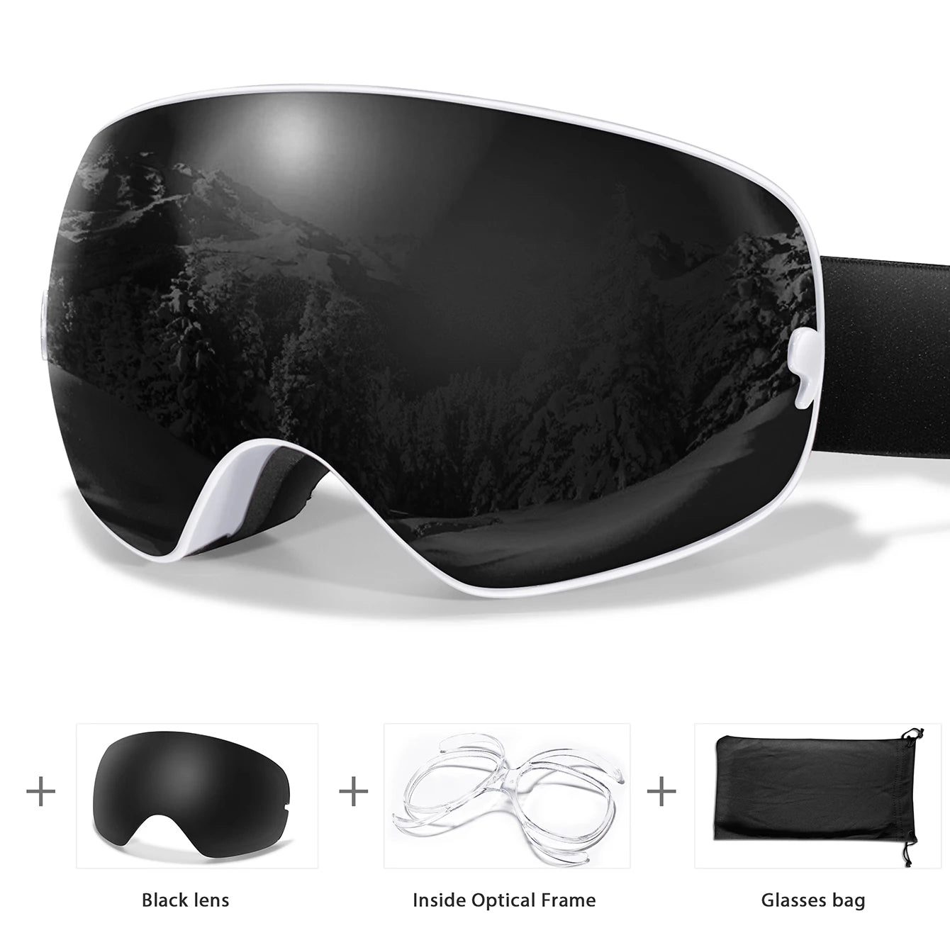 HookUpCo. Anti-Fog Ski Goggles with UV400 Protection