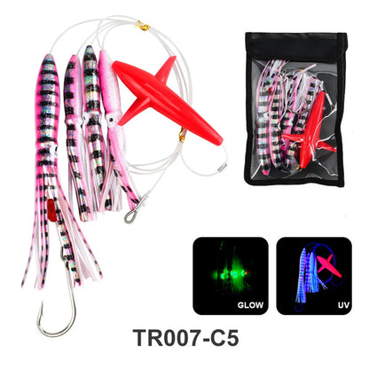 HookUpCo. 9" Rigged Squid Lures for Big Game Fishing - HookUpCo.