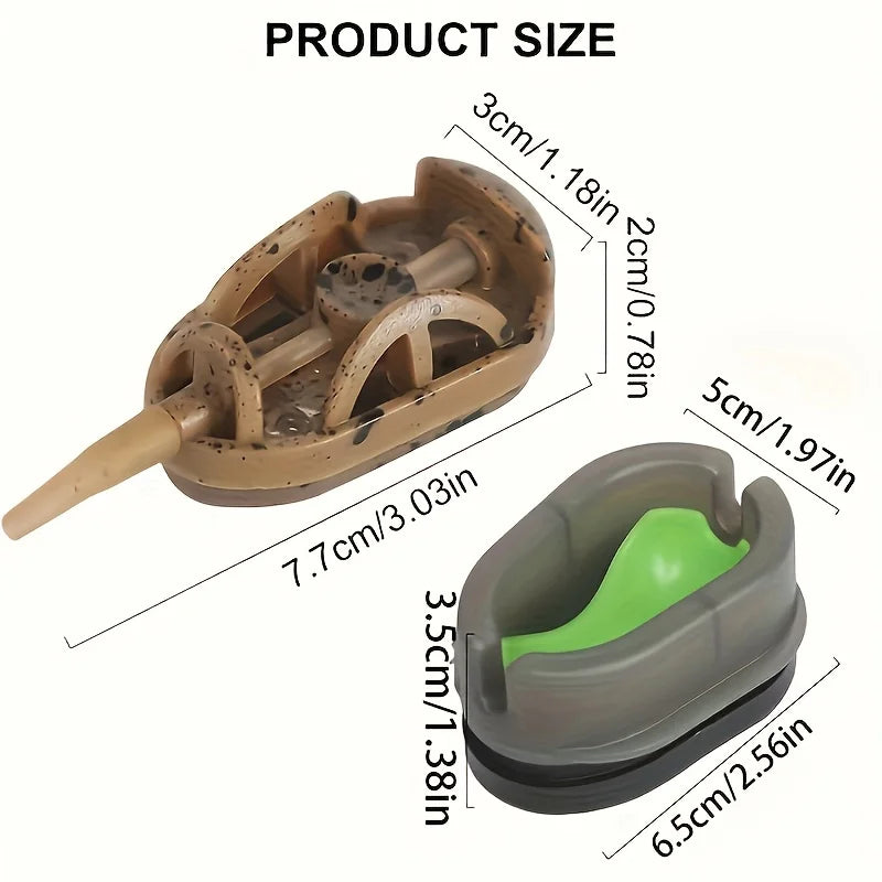 Measurement chart showing dimensions of a small boat and a green object on a white background