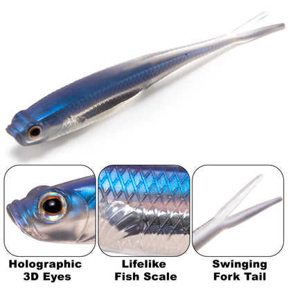 HookUpCo. Fork Tail Soft Lures for Bass Fishing - HookUpCo.