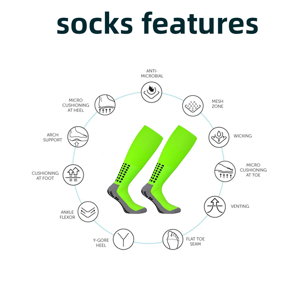 Professional Long Soccer Socks with Non-Slip Silicone Grip
