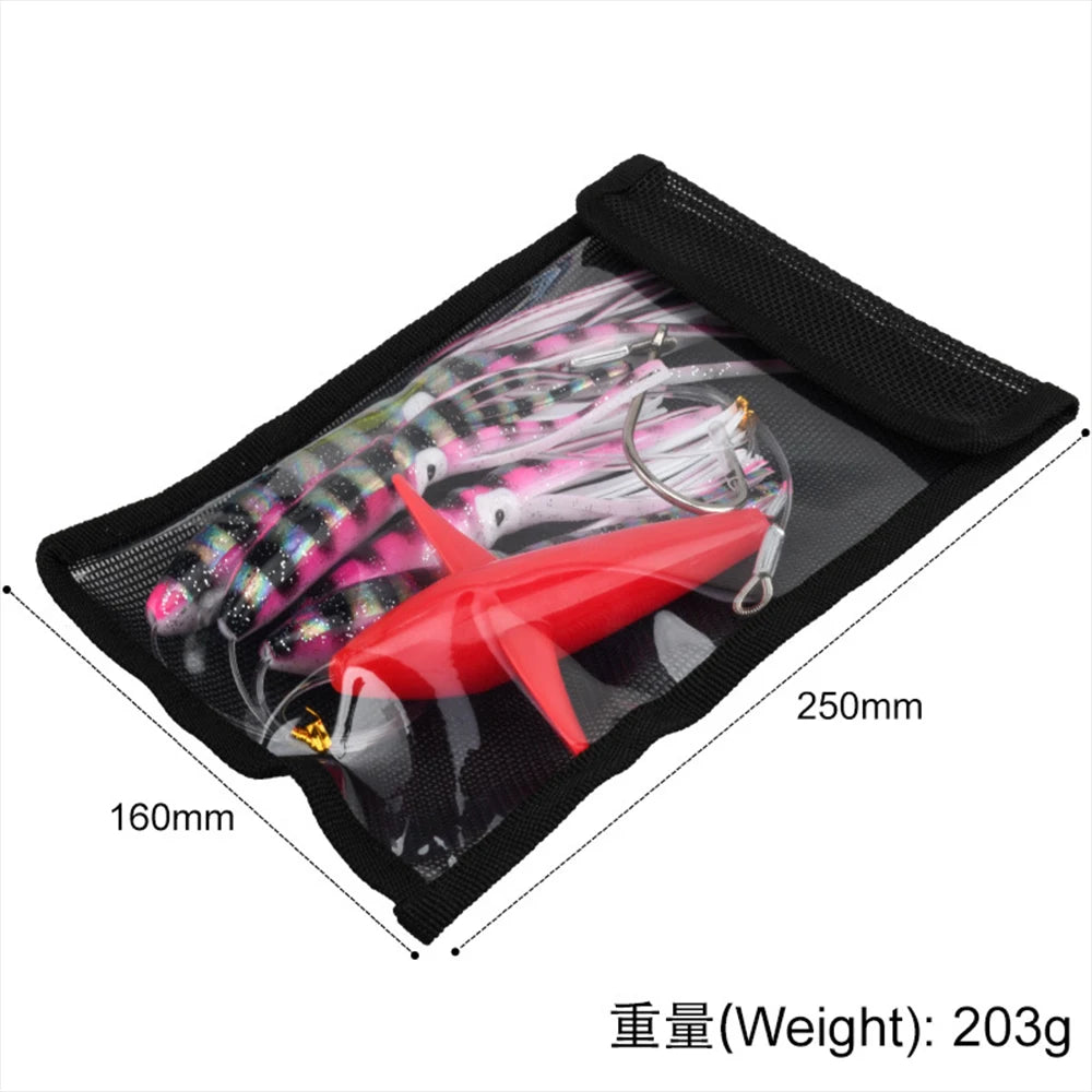 HookUpCo. 9" Rigged Squid Lures for Big Game Fishing - HookUpCo.