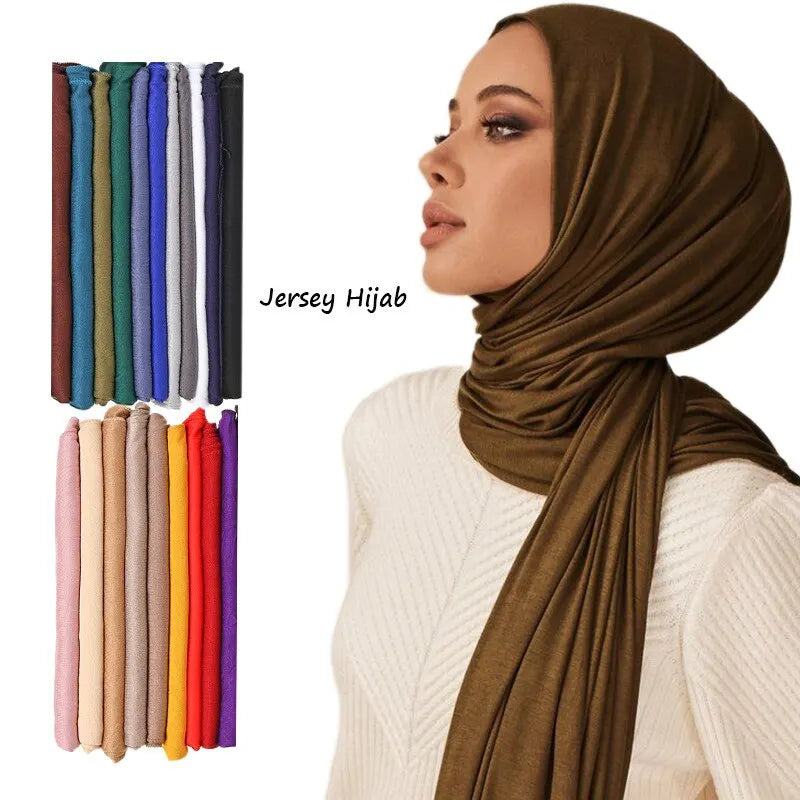 Stretch Modal Cotton Jersey Hijab Scarf for Women 170x60cm
