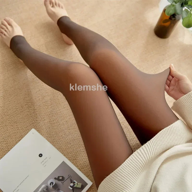 Winter Warm Mesh Leggings - High Waist Translucent Tights
