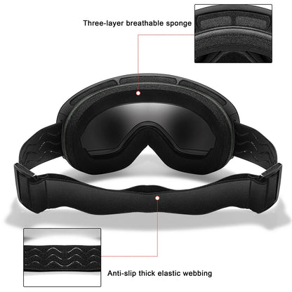 HookUpCo. Anti-Fog Ski Goggles with UV400 Protection