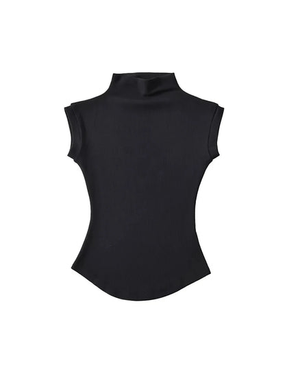 Slim Fit Sleeveless Turtleneck Summer Tops for Women