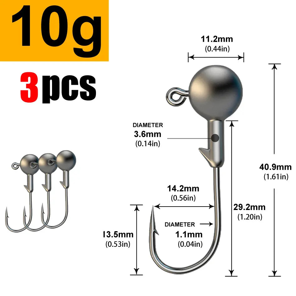 Versatile Jig Head Hooks for Fishing - Multiple Sizes Available