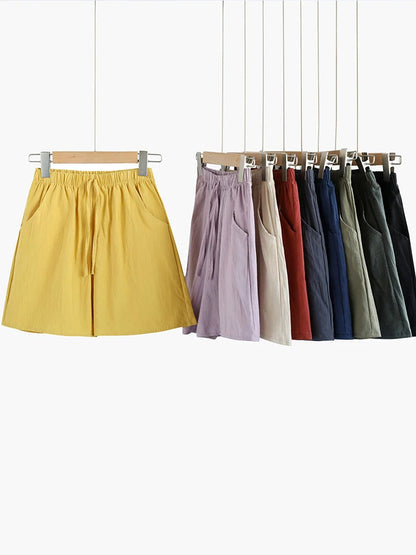 High-Waisted Linen Workout Shorts for Women in Black