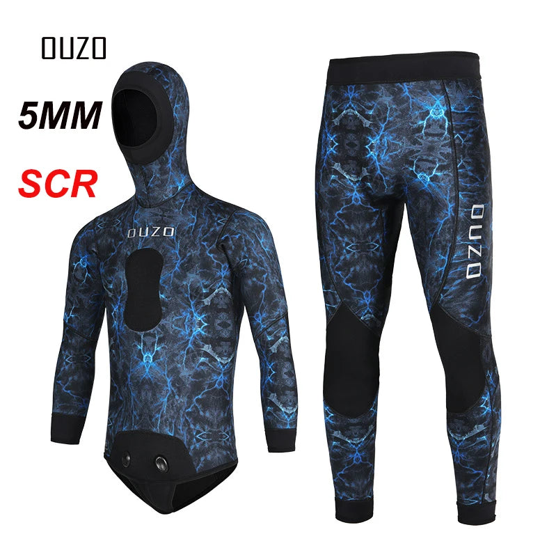 NEW 5mm Camouflage Wetsuit 3mm Long Sleeve Fission Hooded 2 Pieces Of Neoprene Submersible Men's Camouflage wetsuit