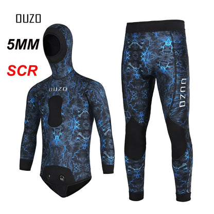 NEW 5mm Camouflage Wetsuit 3mm Long Sleeve Fission Hooded 2 Pieces Of Neoprene Submersible Men's Camouflage wetsuit
