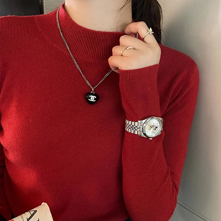 HookUpCo. Women's Stretch Knitted Turtleneck Sweater