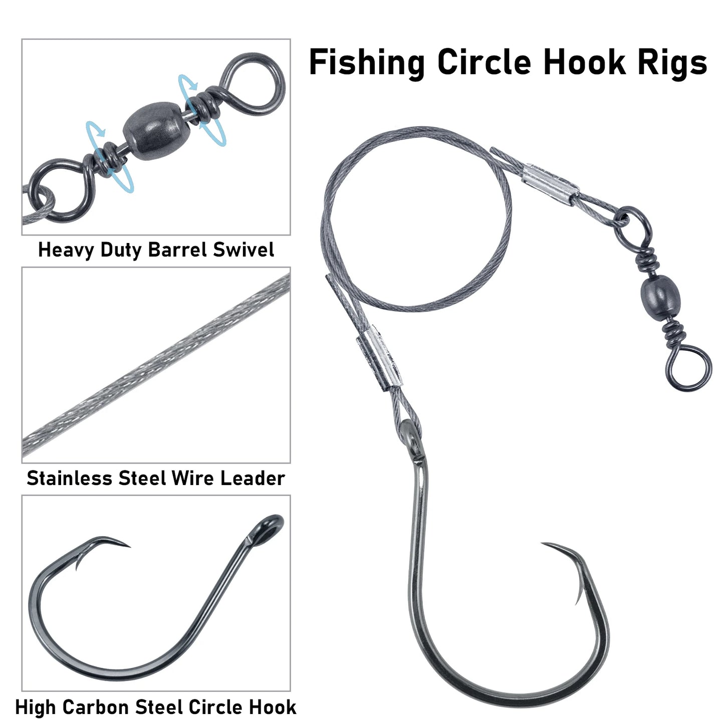 HookUpCo. Stainless Steel Circle Hooks Rig 5pcs - HookUpCo.
