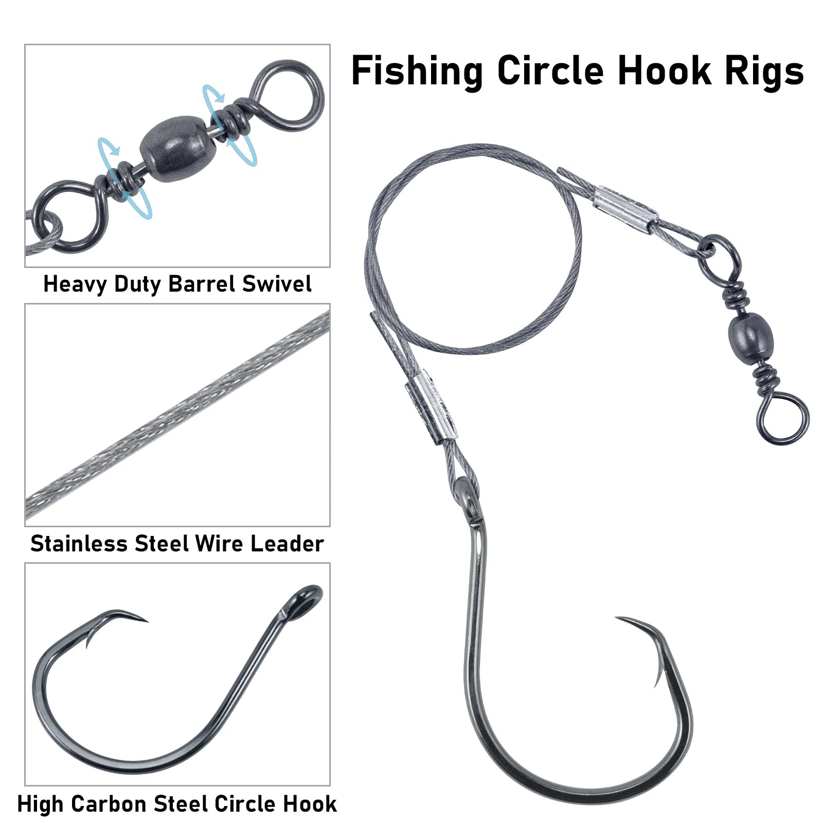 HookUpCo. Stainless Steel Circle Hooks Rig 5pcs - HookUpCo.