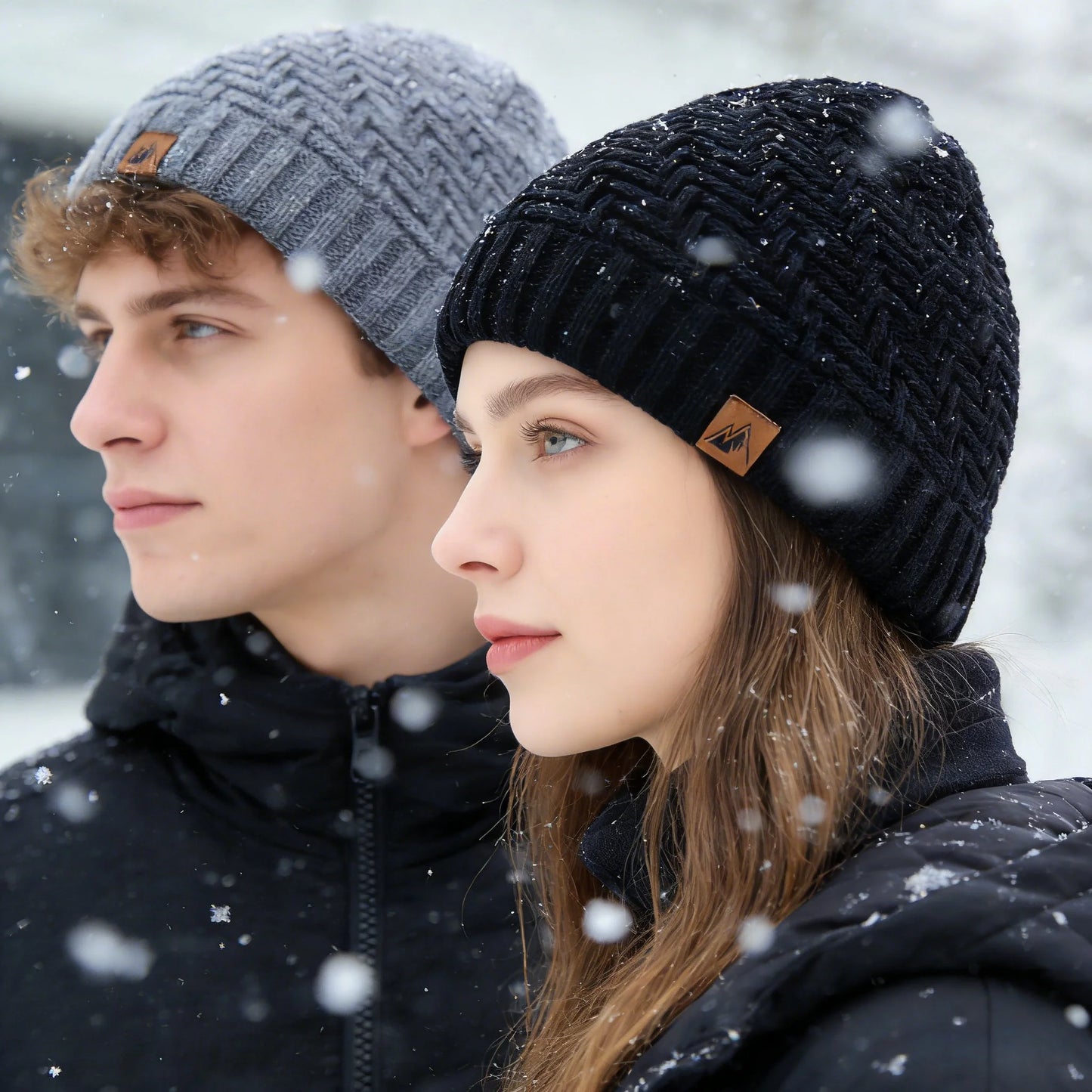 Warm Knitted Beanie with Plush Lining for Outdoors