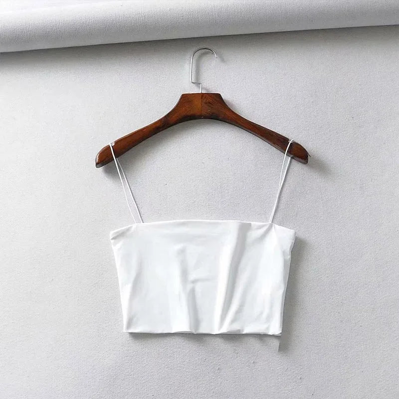 HookUpCo. Women's Sleeveless Crop Top - Soft Elastic Cotton