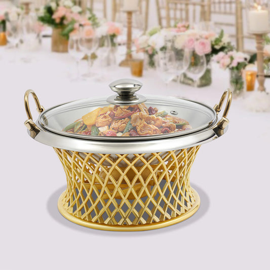 Round Buffet Chafing Dish with Lid - Elegant Party Serving Tool