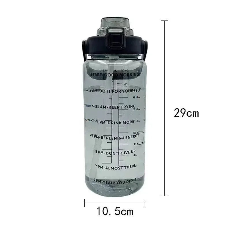 2L Sports Water Bottle with Time Marker for Outdoor Fitness