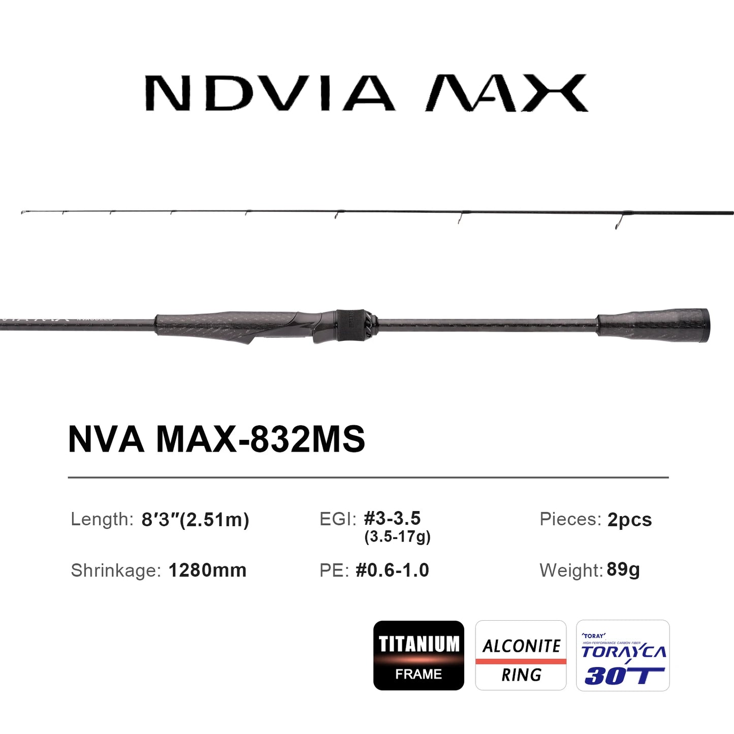 HookUpCo. 8FT Tubular Tip Fishing Rod for Squid