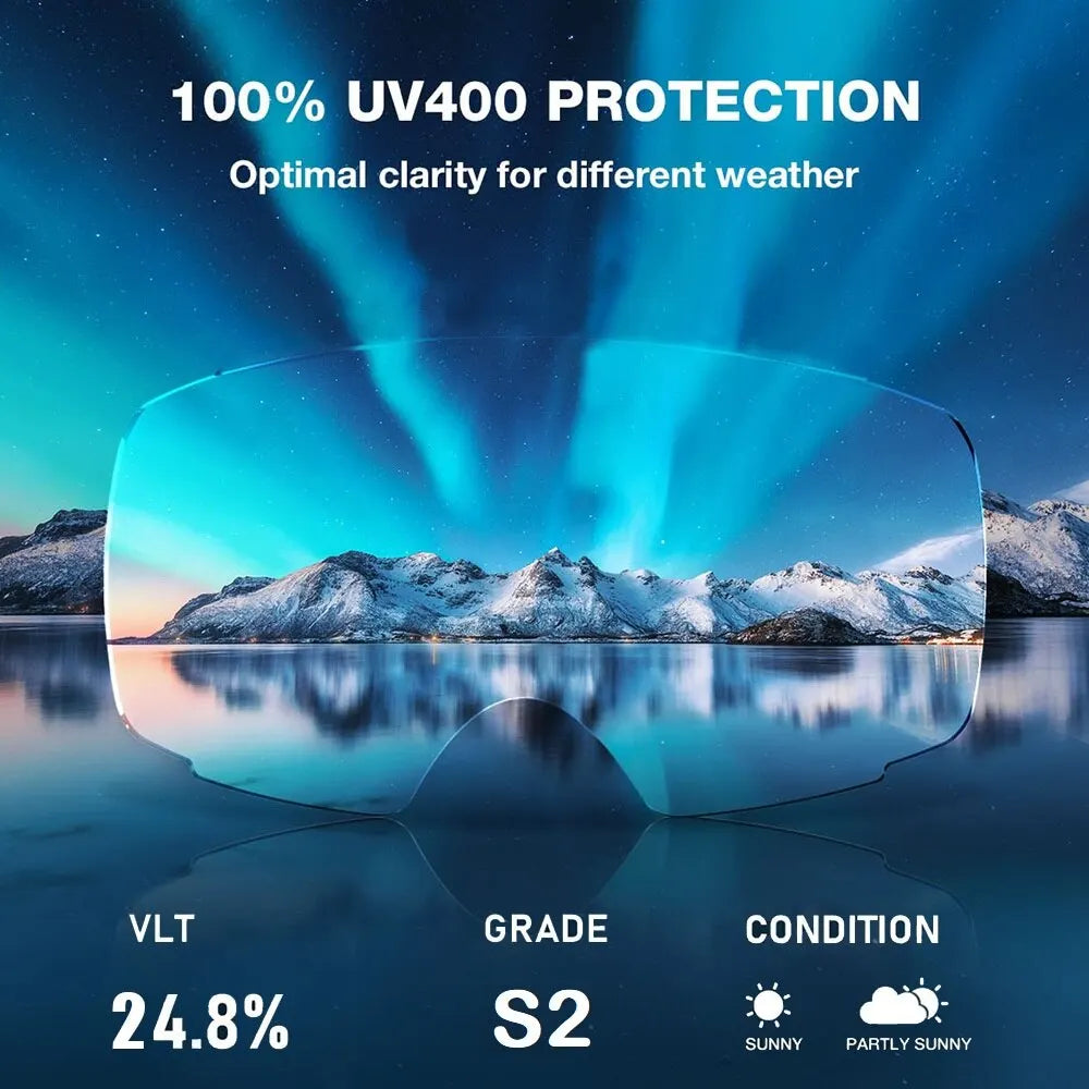 HookUpCo. Anti-Fog UV400 Ski Goggles for Ultimate Clarity