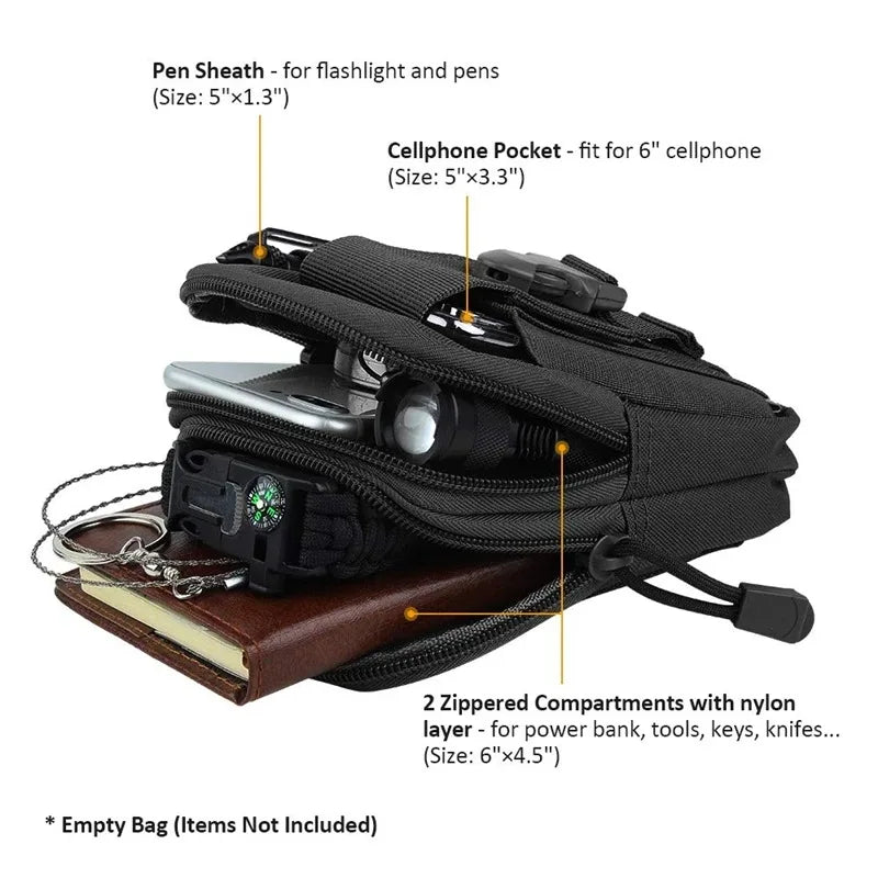 Waterproof Nylon Waist Pouch for Phones and Essentials