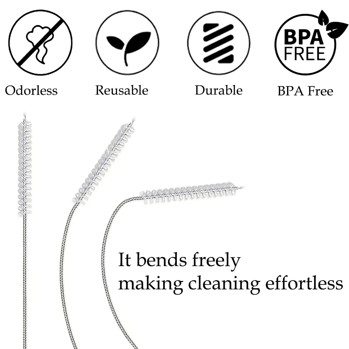 HookUpCo. Extra Long Straw Cleaner Brush Kit