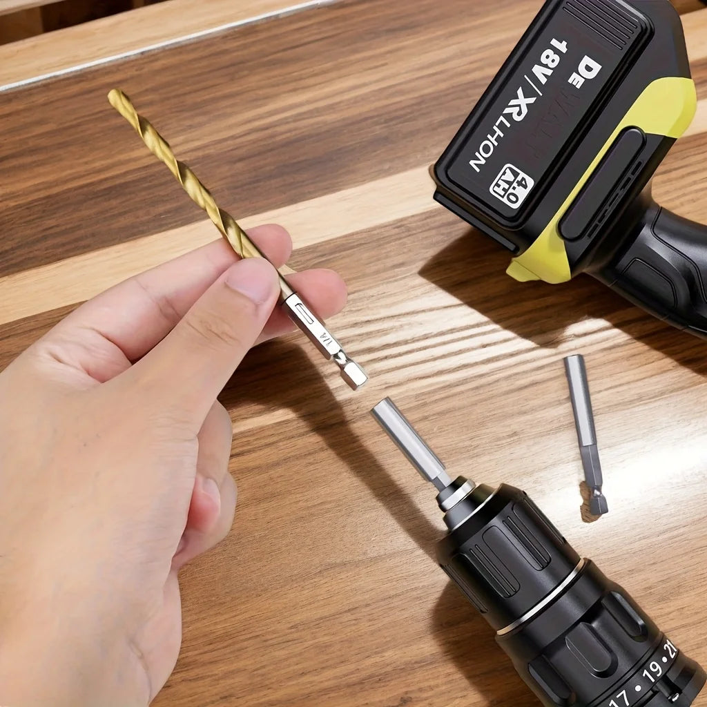 HookUpCo. Titanium Coated Drill Bit Set for Metal & Wood