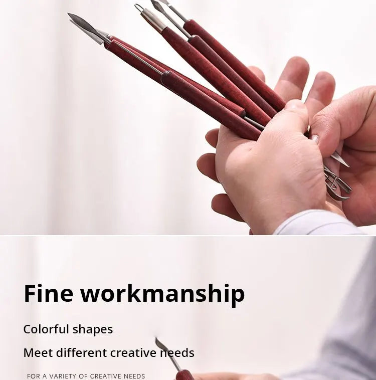 6-Piece Pottery Tool Set with Double-Ended Wire Knives