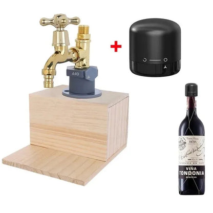 Rustic Wood Faucet Whisky Liquor Dispenser