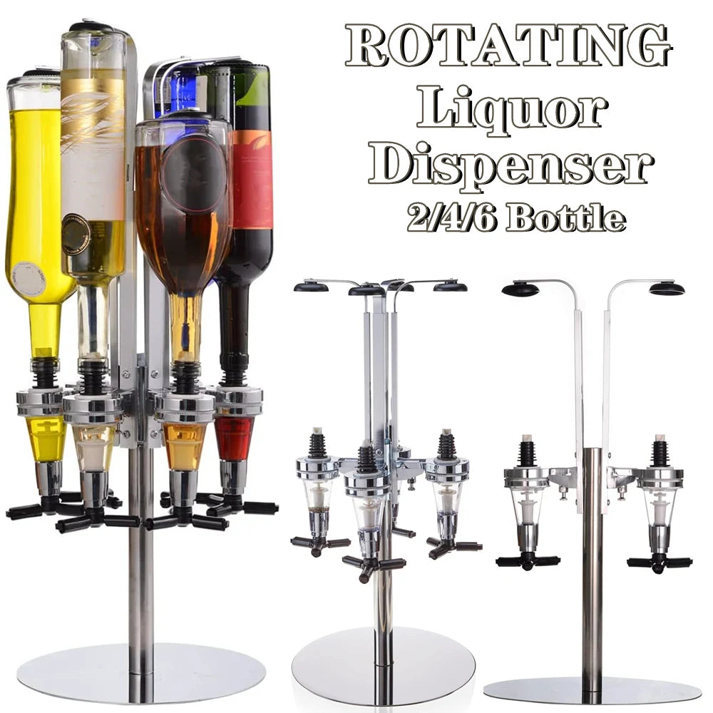 Rotating Liquor Dispenser for Home Bar - 2/4/6 Bottle Capacity