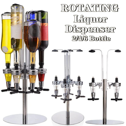 Rotating Liquor Dispenser for Home Bar - 2/4/6 Bottle Capacity