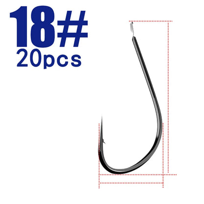 HookUpCo. 20-Pack Black Carp Fishing Hooks - HookUpCo.