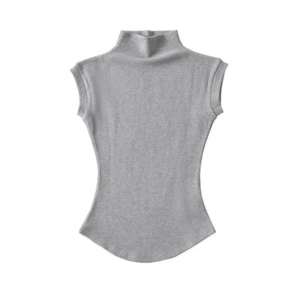 Slim Fit Sleeveless Turtleneck Summer Tops for Women